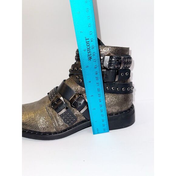 Freebird Leather Ankle Boots Western Boho Straps Buckle Studded Moto Rock 38/7.5 - Picture 14 of 16